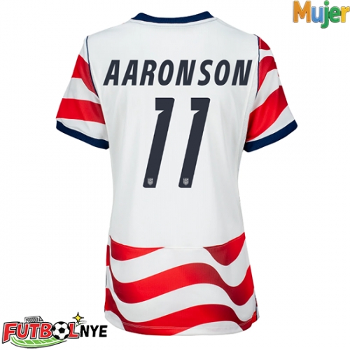 Camiseta Estados Unidos Brenden Aaronson #11 Primera Equipación para mujer Mundial 2026 manga corta